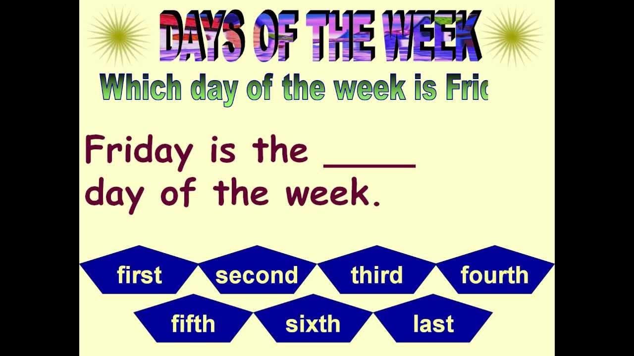 Days of the week – after, before, cardinal numbers – Headline English