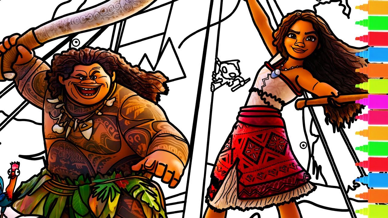 Moana 2 Coloring Ocean Adventure, Moana & Kotu, We Are Voyagers! | Disney Moana 2 Coloring Pages