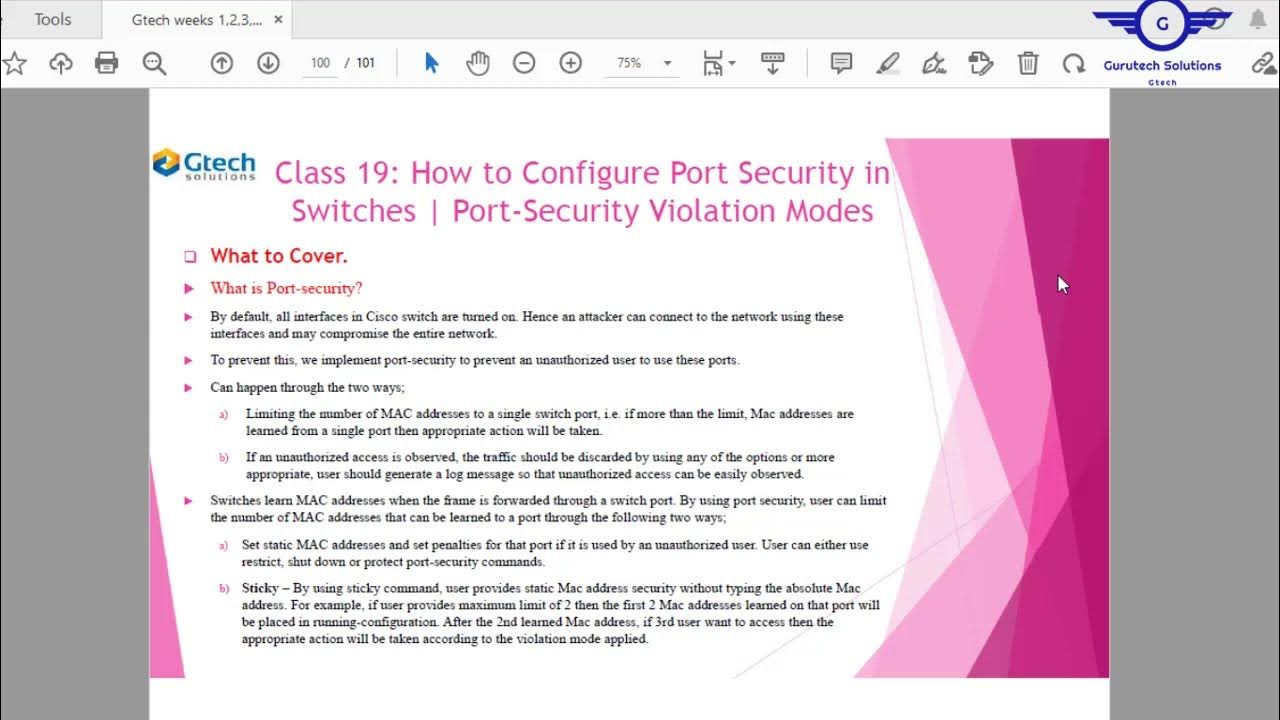 DAY 5 Switch Port Security Configurations Using Packet Tracer Port