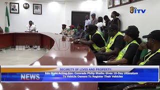 Edo State Acting Gov. Philip Shaibu Gives 10-Day Ultimatum To Vehicles Owners To Register Vehicles