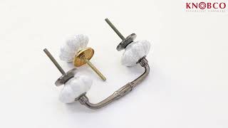 BPCK 196 White Cracked Flower Shaped Ceramic Cabinet Pull & Knob