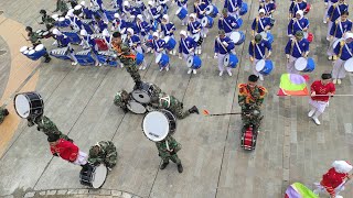 Penampilan Marching Band SMK Dinamika Pembangunan 1 dan 2.