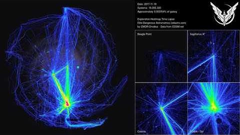 Elite: Dangerous - Galactic Exploration Heat Map Time Lapse with Decay, 2018-04-29