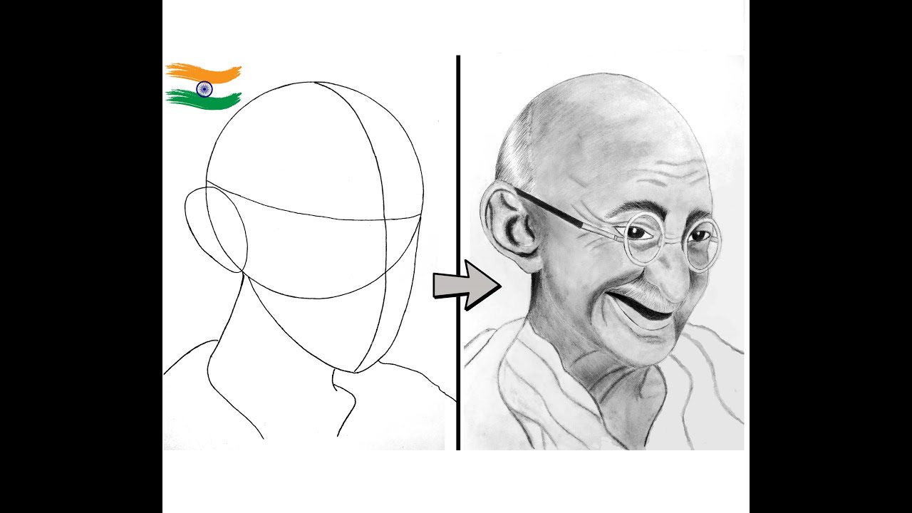 Mahatma Gandhi was a politician & played a key role in India independence.  He was undis… | Pencil drawing images, Pencil drawings of girls,  Independence day drawing