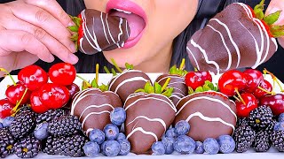 ASMR GIANT CHOCOLATE CANDIED COVERED STRAWBERRIES FRUIT PLATTER (EATING SOUNDS) ASMR Phan