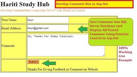 Develop Comment System in Website Using Asp.Net C# | Hindi | Free Online Classes
