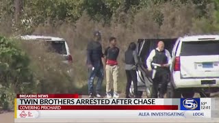 Twin brothers arrested after chase