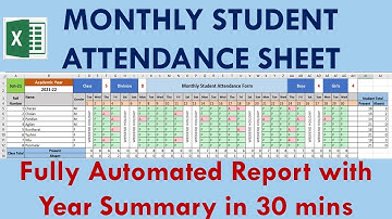 Monthly Student Attendance Sheet in Excel with Year Summary | Step by Step Tutorial