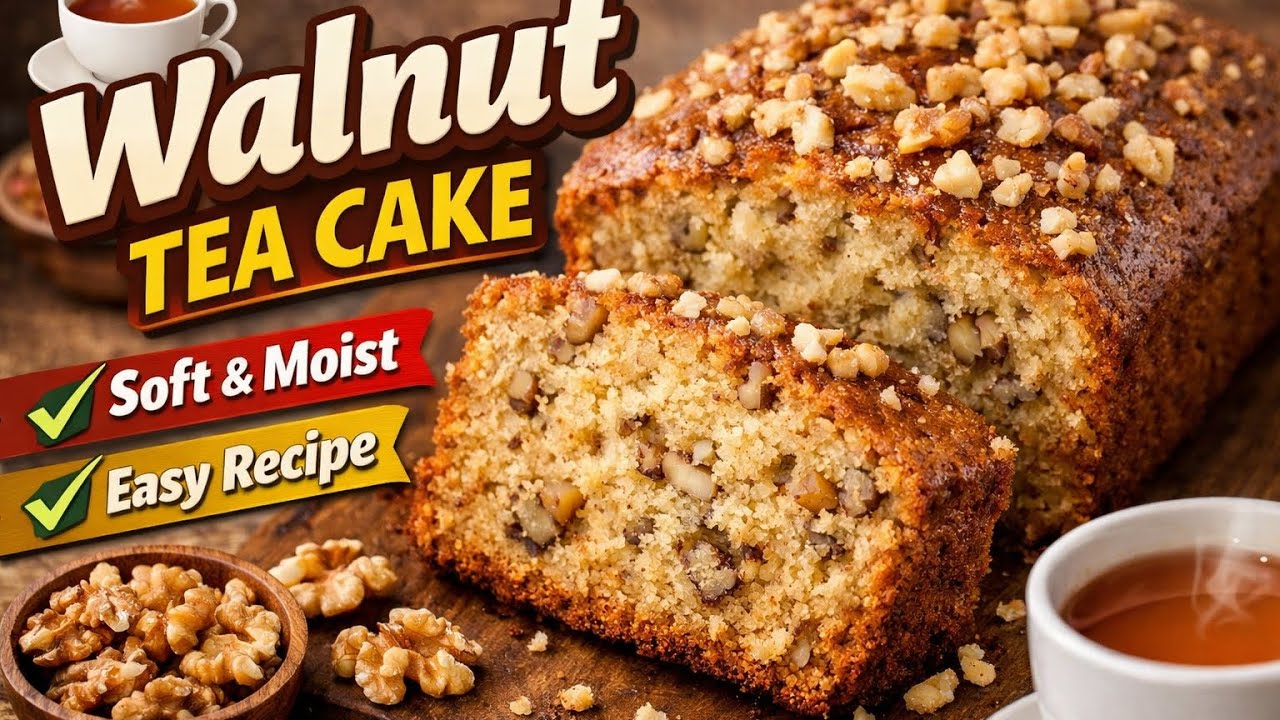 Soft & Moist Walnut Tea Cake | Easy Tea-Time Recipe