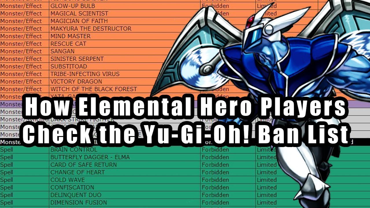 how elemental hero players check the yu gi oh ban list youtube