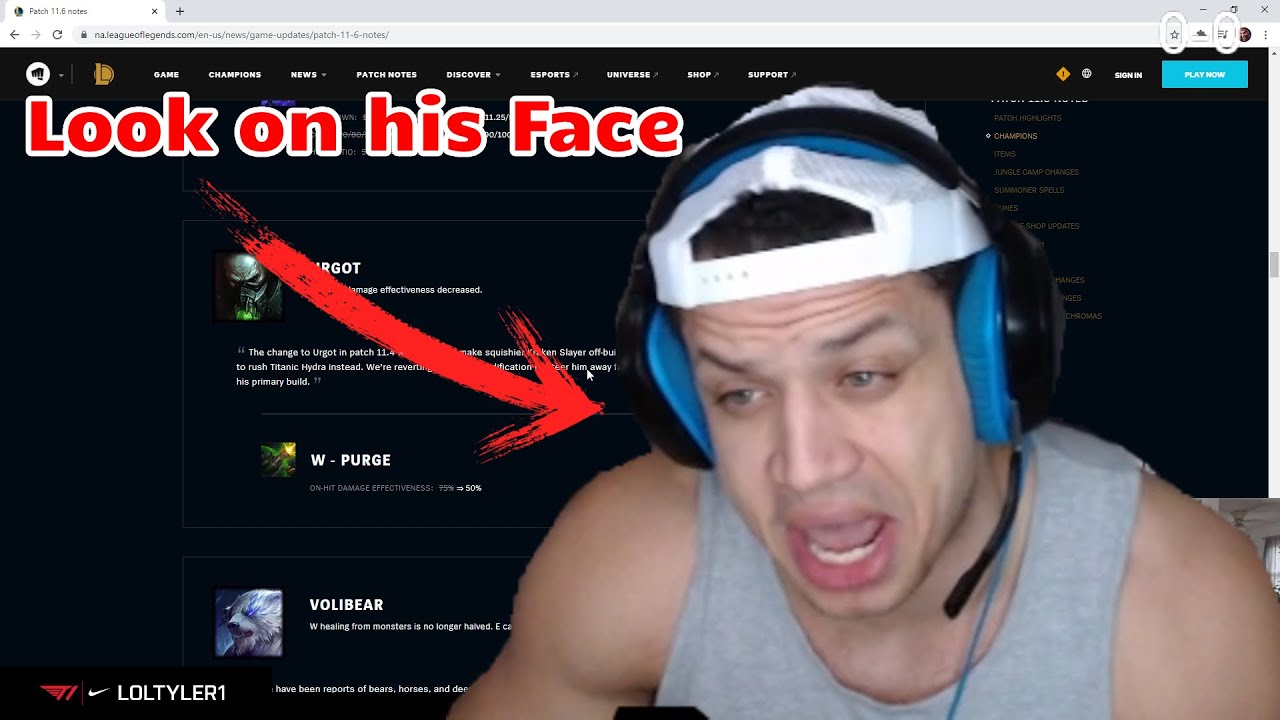 Look how Tyler1 reacts on Urgot changes