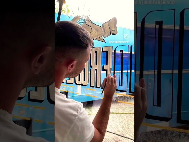 Process video of this windowpainting I recently did. Handpainted Logo.