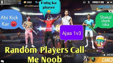 🤑Random Pro Players Call Me Noob I Challenge For 1v3 Garena free fire ||  noob prank part 1