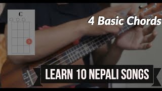 Video thumbnail of "4 Easy Chords - Learn 10 Nepali Songs on Ukulele ( Part I )"