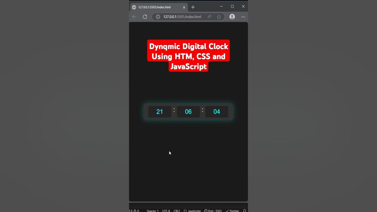 Dynamic digital clock Using HTML, CSS and javaScript #coding #webdesign ...