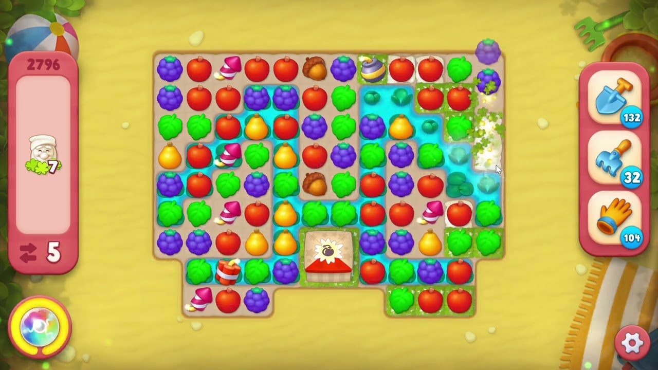 Gardenscapes 2796 Hard Level - 14 moves - NO BooSTERS - YouTube