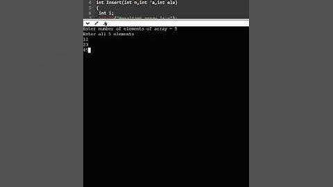 c program to insert an element in last position an array using function & pointers #shorts