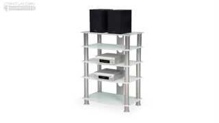 Audio Stand w Clear Glass Shelves GTS6 White by Centurion Supports