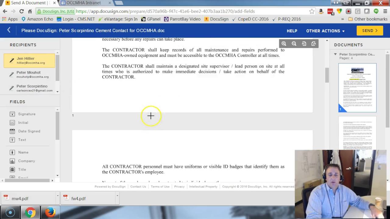 DocuSign Sending A Contract Out For Signature With Multiple Signatures