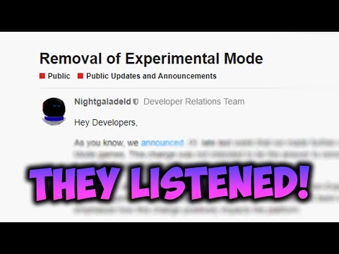 Roblox Listened Experimental Mode Removed Youtube - roblox how to take off experimental mode