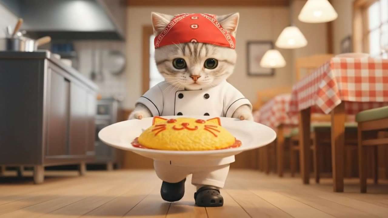 美味しくなーれ!!ふわとろオムライス屋の店員さん...ねこの一日に密着🐱🍳