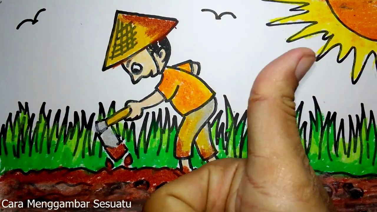 Cara Menggambar Petani Di Sawah Youtube