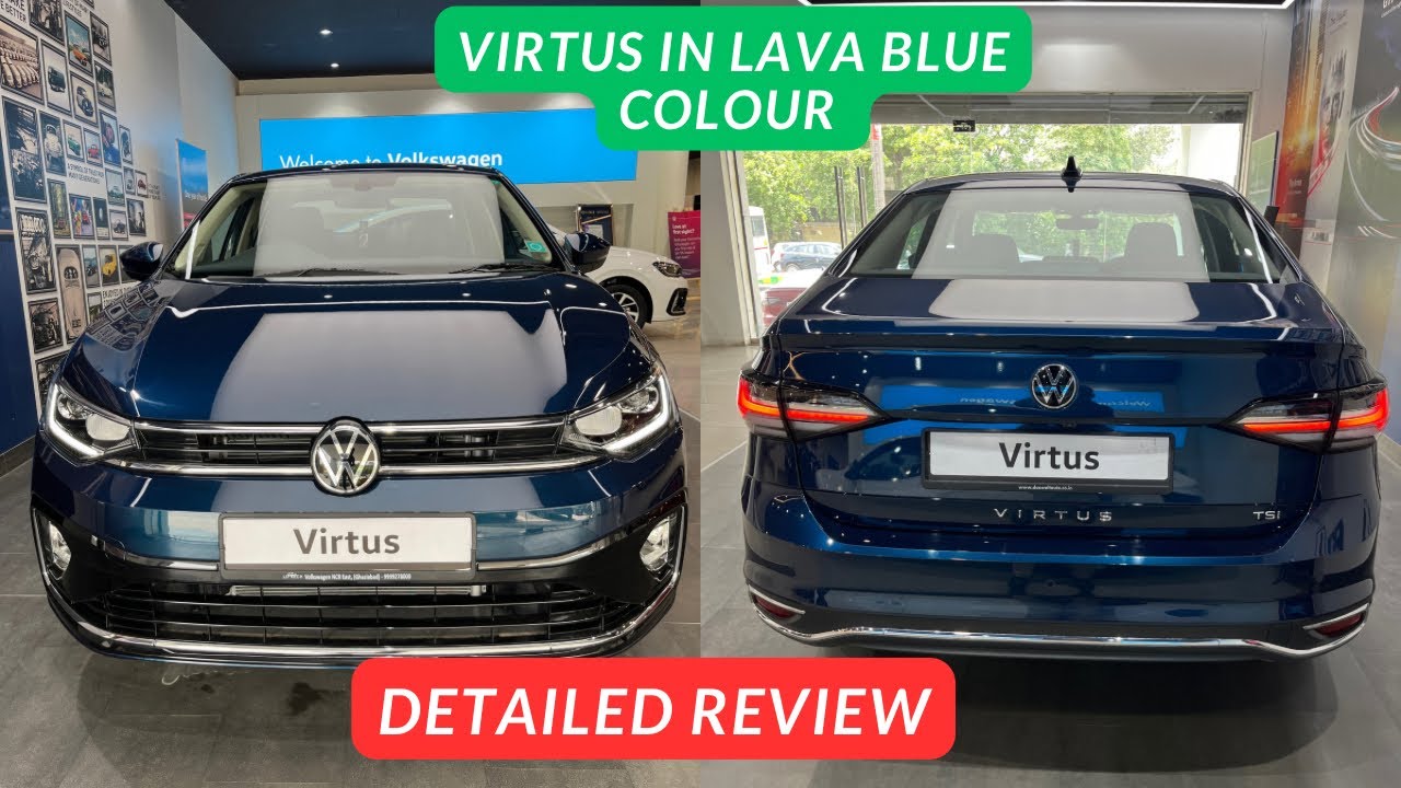 Virtus Topline New Lava Blue Exterior Interior All Detailed Review Volkswagen_India