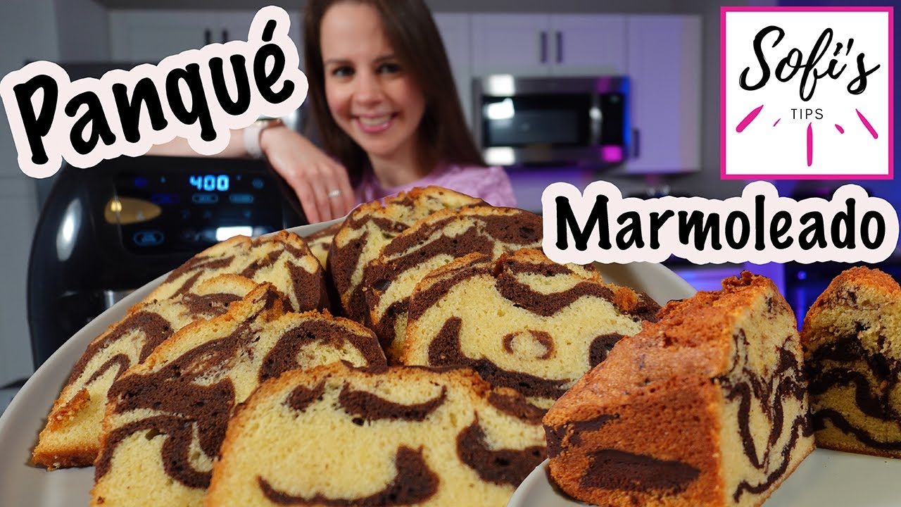 🍰 Panqué Marmoleado en Freidora de Aire receta postre fácil y delicioso! 🍫Pastel marmol en airfryer