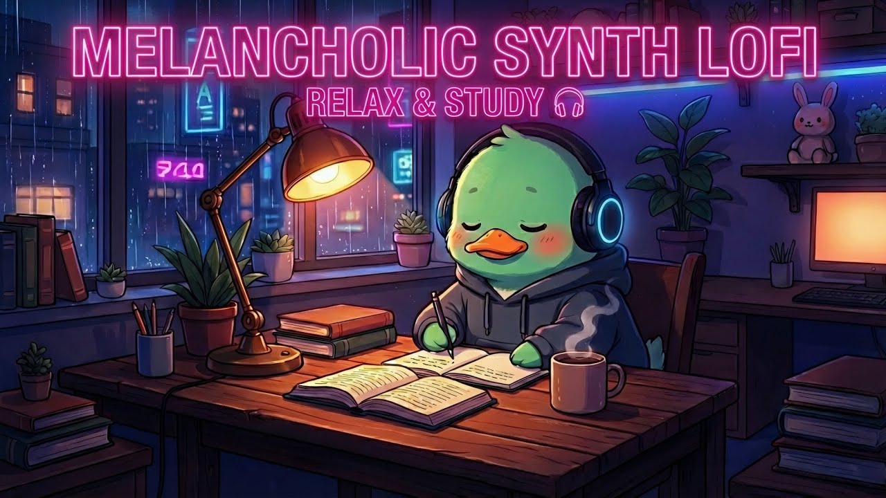 Melancholic Synth Lofi • Relax & Study with Cozy Duck • 1 Hour Clean ...