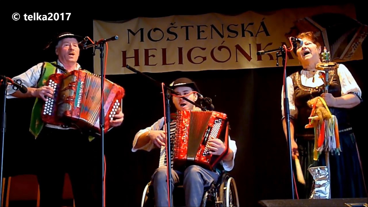 Moštenská heligónka 2017 -3. časť Vladimír Polnik so synom Jaroslavom a Aničkou Adamčíkovou