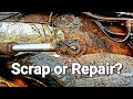 Sandblasting heavy equipment rust removal