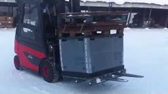 Cold weather testing of a plastic pallet box