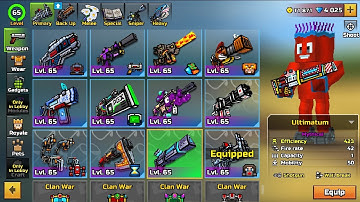 Pixel Gun 3D - Using all 65 lvl Primary Weapons Challenge
