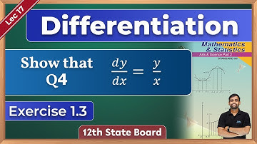Differentiation | EX 1.3 | Q No. 4 | Lec 17 | Implicit Function |Class 12|Maharashtra State Board|