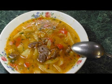 Видео рецепт Суп с куриными сердечками и рисом