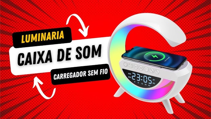 Luminária RGB 4 em 1 Carregador sem fio - caixa de som bluetooth