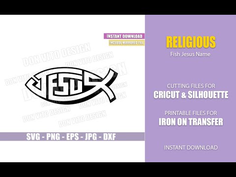 Jesus Fish Outline (SVG dxf png) Jesus Ichthys Symbol Christian Catholic Cut File Cricut Silhouette