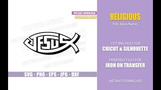 Jesus Fish Outline Svg Dxf Png Jesus Ichthys Symbol Christian Catholic Cut File Cricut Silhouette