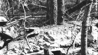 United States soldiers on alert in trenches, Michelbach, Alsace, France during Wo...HD Stock Footage