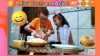 Mini Chefs NA COZINHA: Elisa e Miguel fazem BOLO de MACAXEIRA!