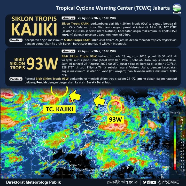 Info Cuaca Khusus Siklon Tropis KAJIKI dan Bibit Siklon Tropis 93W