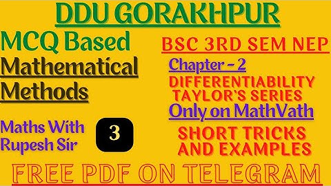 BSc 3rd semester Maths | MCQ | Mathematical Methods | Taylor Series | Shortcut trick | #MathVath |