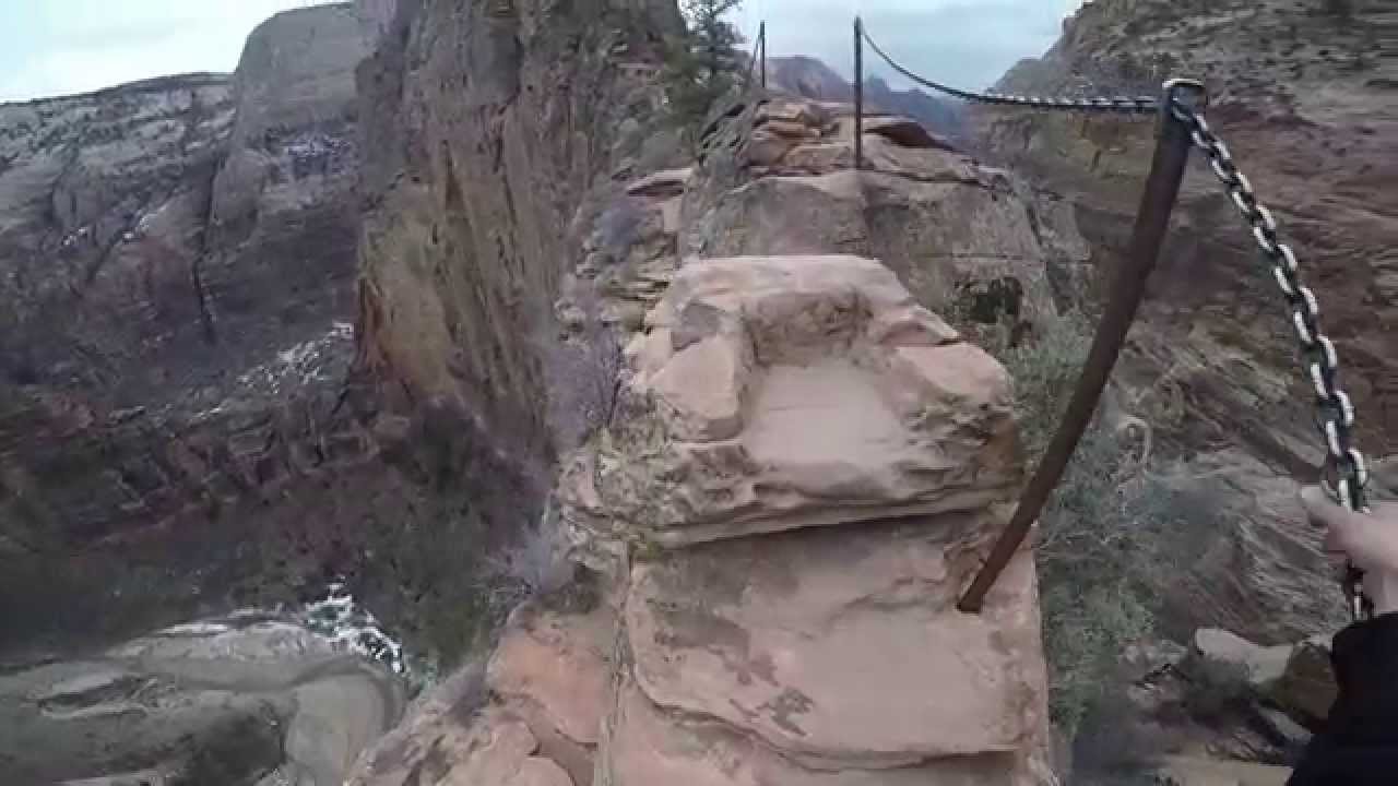 Angels Landing Dangerous Hike Extreme Gopro Point Of View - Zion National Park Utah