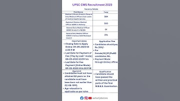 UPSC Recruitment 2023 || UPSC CMS 2023 || #shorts #govtjobs #youtubeshorts #upsc