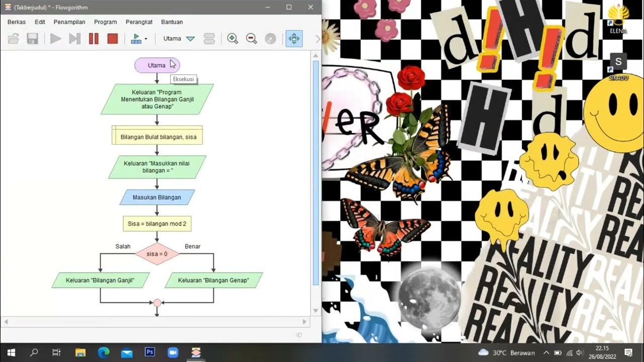 Membuat Flowchart Menggunakan Flowgorithm || Menentukan Bilangan Ganjil ...