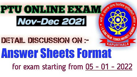 🔴PTU ONLINE EXAM Answer Sheet Format Detail discussion for exam starting from 05-01-2022 |Tutor Abhi