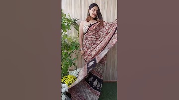 Beautiful Red Bagru Hand Block Print Kalamkari Mulmul Cotton with Blouse Saree #blockart #bagruprint