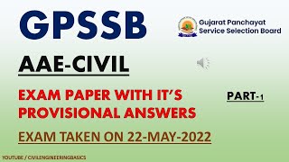 GPSSB || AAE CIVIL ENGINEER || EXAM PAPER WITH ANSWERS || PART 1