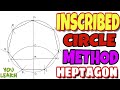 inscribed circle method heptagon, draw polygon, engineering drawing, you learn, [hindi]
