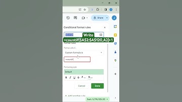 Highlight duplicate data in googlesheet #googlesheets #formula  #tips #shortvideo #youtubeshorts